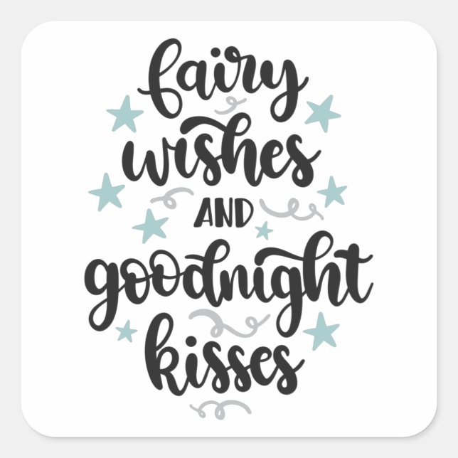 Fairy wishes and goodnight kisses square sticker (Front)