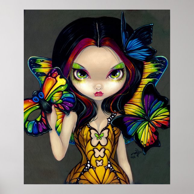 Fairy with a Butterfly Mask ART PRINT rainbow (Front)