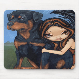 "Fairy with a Rottweiler" Mousepad