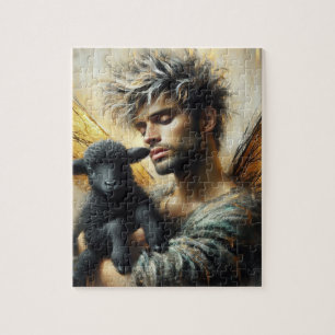 Fairy With Black Lamb Jigsaw Puzzle
