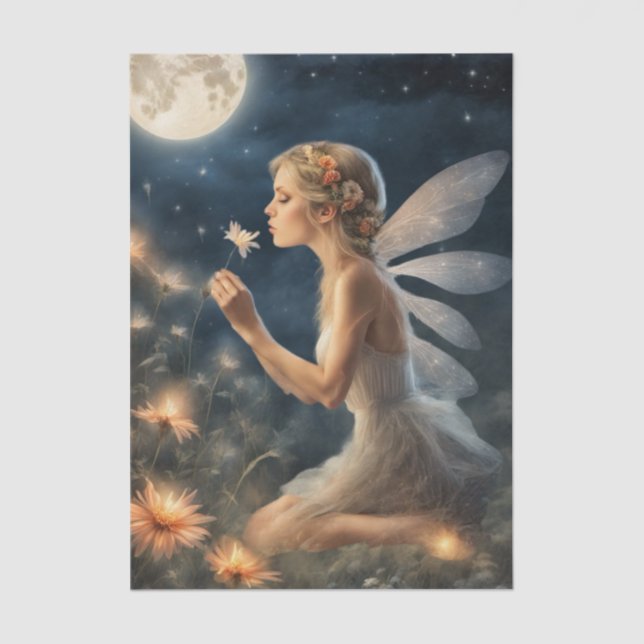 Fairy with Fireflies Decoupage Tissue Paper (Front)