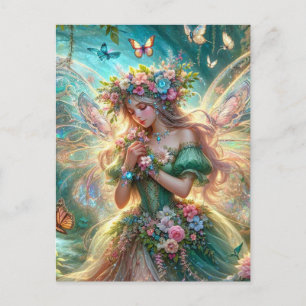 Fairy with flowers postcard