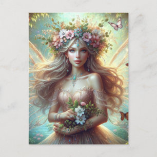 Fairy with flowers postcard