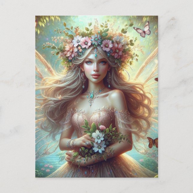 Fairy with flowers postcard (Front)