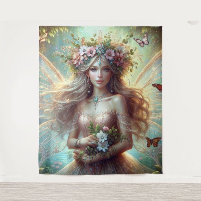 Fairy with flowers tapestry (Front)