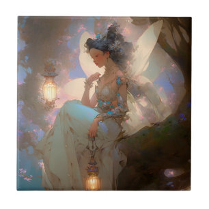 Fairy With Lantern Ceramic Tile
