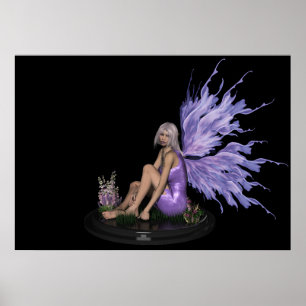 Fairy with mutli-colour purple wings Print