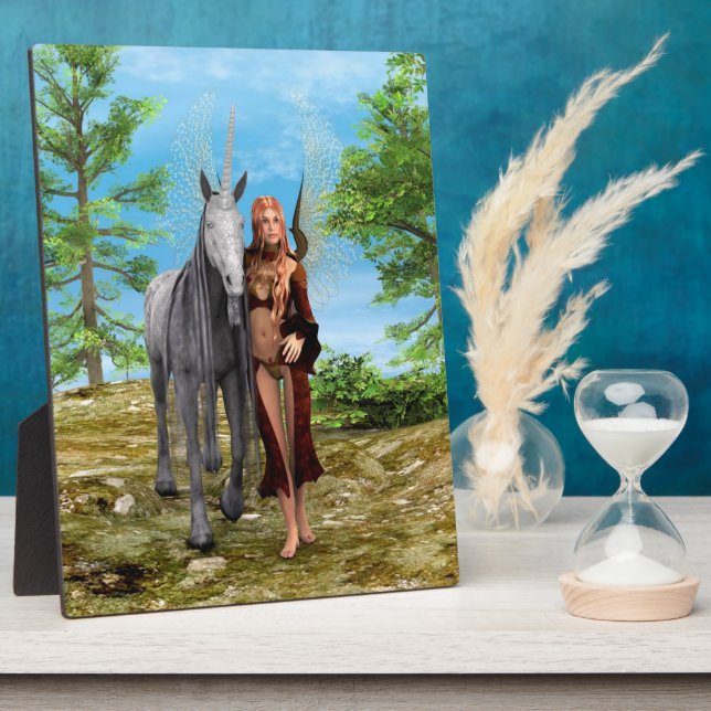 Fairy with Unicorn Plaque (Side)