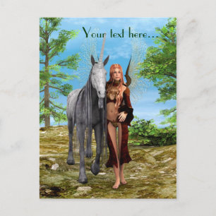 Fairy with Unicorn Postcard