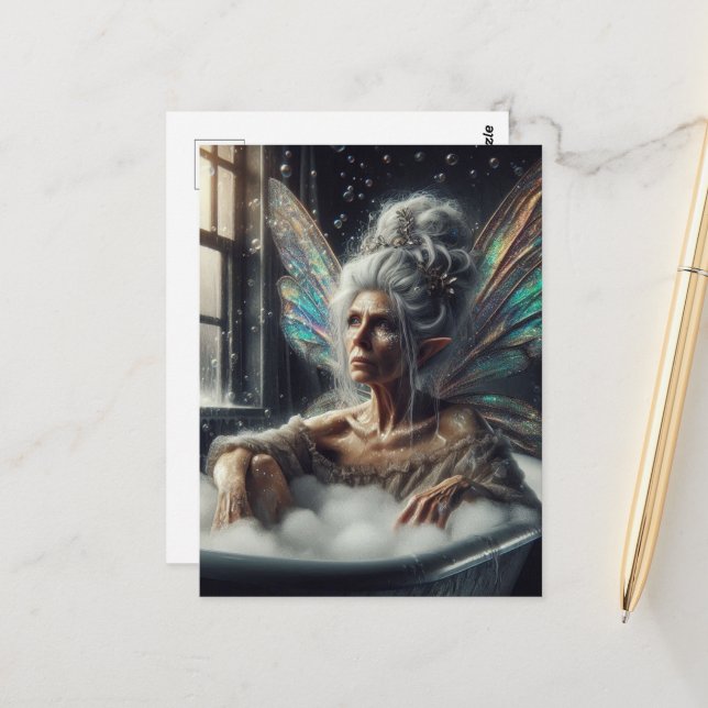 Fairy Woman Bathing Postcard (Front/Back In Situ)