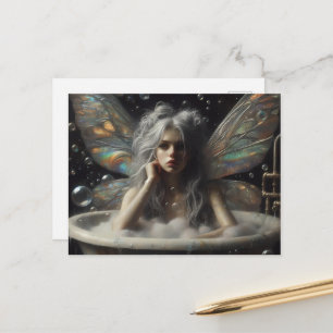 Fairy Woman Grey Hair in the Bubblebath Postcard