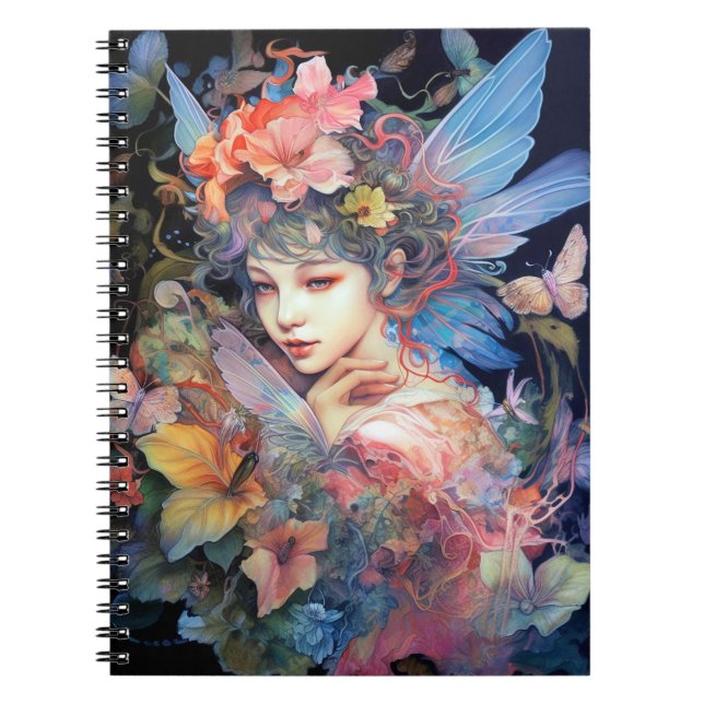 Fairy Woman In Flowers Fantasy Art Notebook (Front)