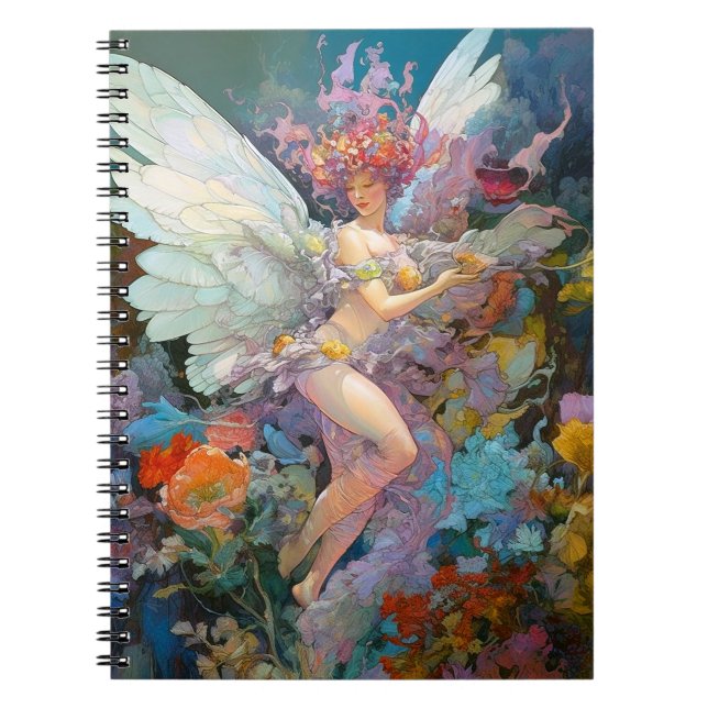 Fairy Woman In Flowers Fantasy Art Notebook (Front)