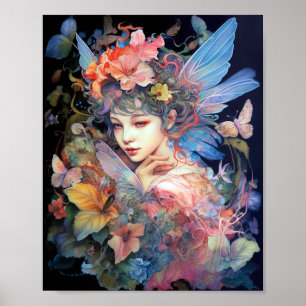 Fairy Woman In Flowers Fantasy Art Poster
