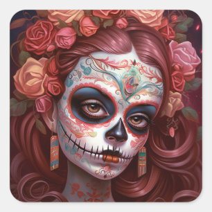Fairy Woman In Flowers Fantasy Art Square Sticker