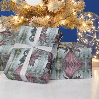 Fairy Woman Pink Wings Enchanted Wrapping Paper