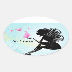 fairy women , butterfly fairy oval sticker