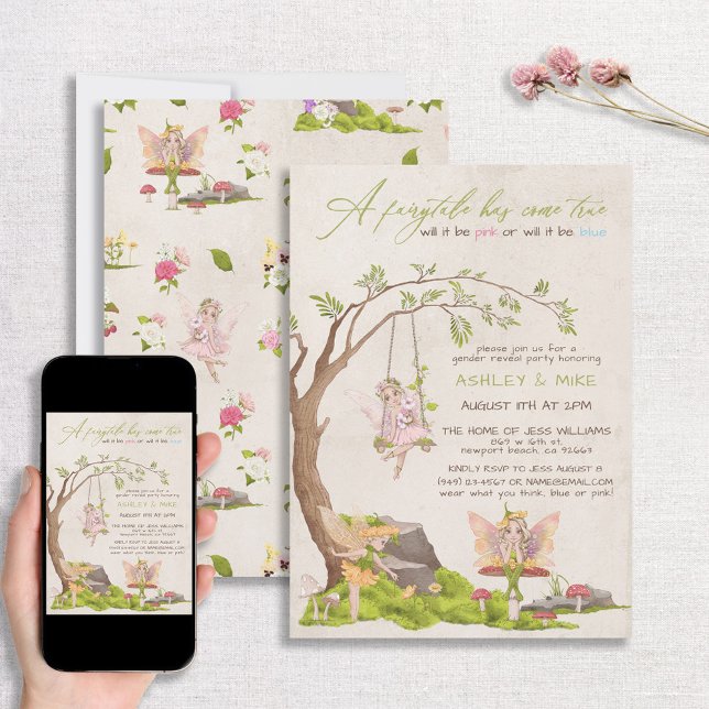 Fairy Woodland Baby Gender Reveal Shower Invitation (Creator Uploaded)