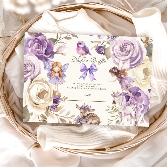 Fairy Woodland Girl Baby Shower Diapper Raffle Enclosure Card (Creator Uploaded)