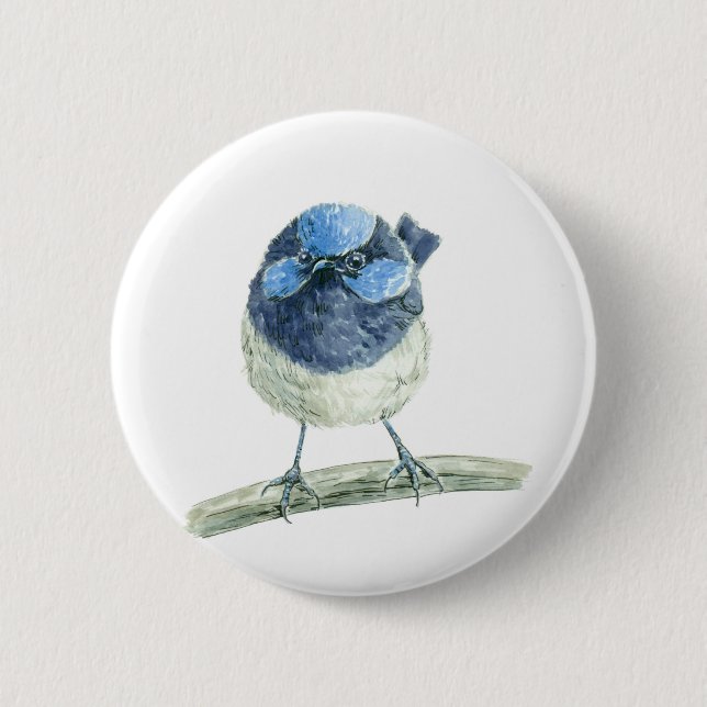 Fairy wren 6 cm round badge (Front)