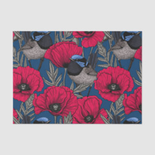 Fairy wren and poppies tissue paper
