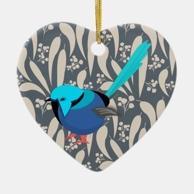 Fairy Wren Ceramic Ornament (Front)