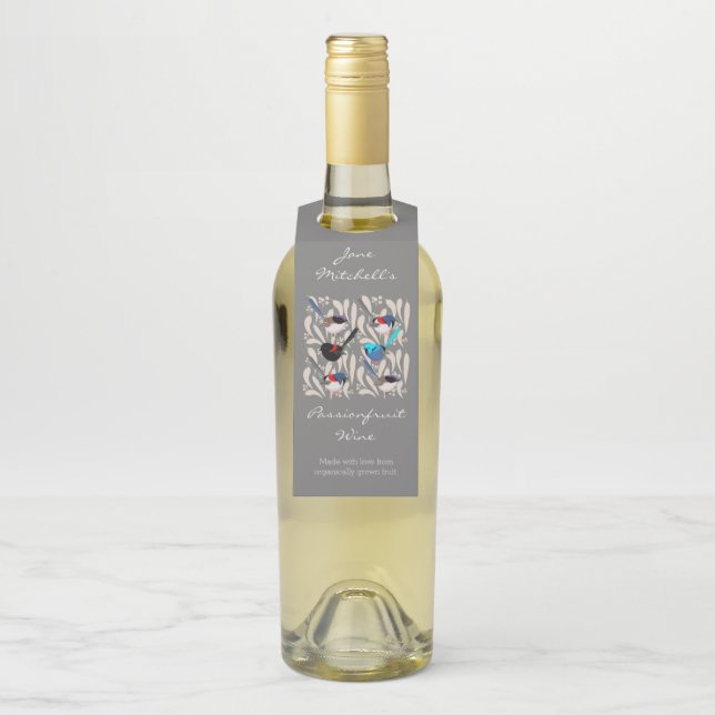 Fairy Wrens Bottle Tag (On Bottle)