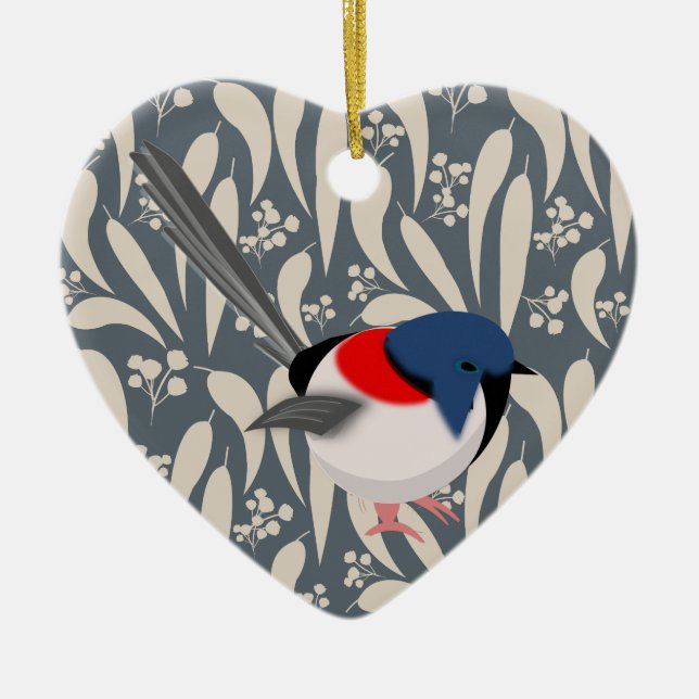 Fairy Wrens Ceramic Ornament (Front)