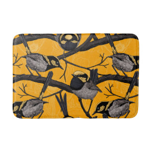 Fairy wrens in yellow bath mat