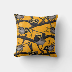 Fairy wrens in yellow cushion