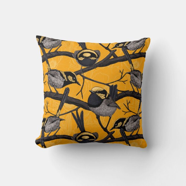 Fairy wrens in yellow cushion (Front)