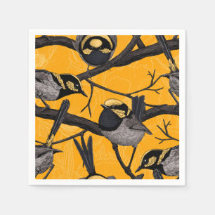 Fairy wrens in yellow napkin