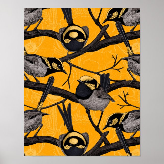 Fairy wrens in yellow poster (Front)