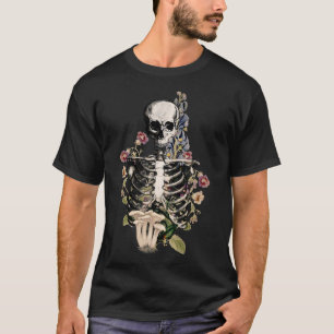 Fairycore Aesthetic Dark Goth Mushroom Skeleton Go T-Shirt