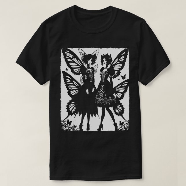 Fairycore Aesthetics Skeleton Fairy Goth Gothic Gi T-Shirt (Design Front)