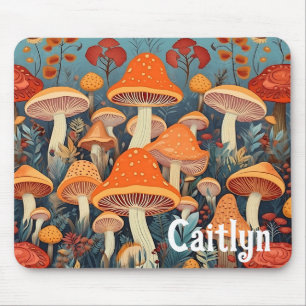 Fairycore Colourful Forest Mushrooms Personalised Mouse Pad