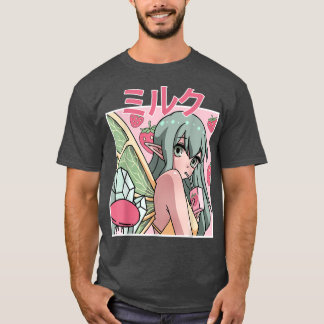 Fairycore Esthetic Fairy Drinking Japanese Strawb T-Shirt