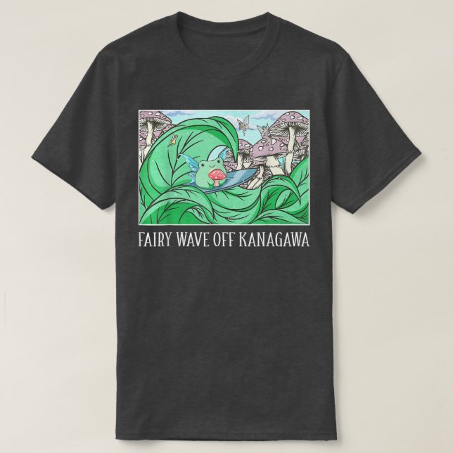Fairycore Esthetic Kawaii Frog Fairy Wave Off Kan T-Shirt (Design Front)