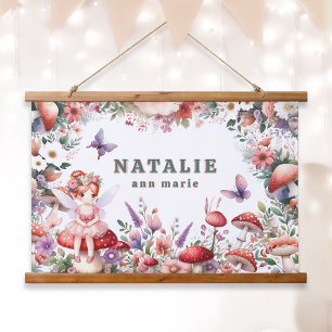Fairycore Mushroom Garden Personalised Name Hanging Tapestry