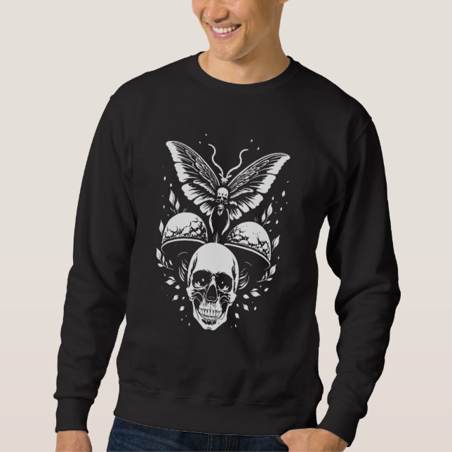 Fairycore Mushroom Skulls Aesthetic Butterfly dark Sweatshirt (Front)