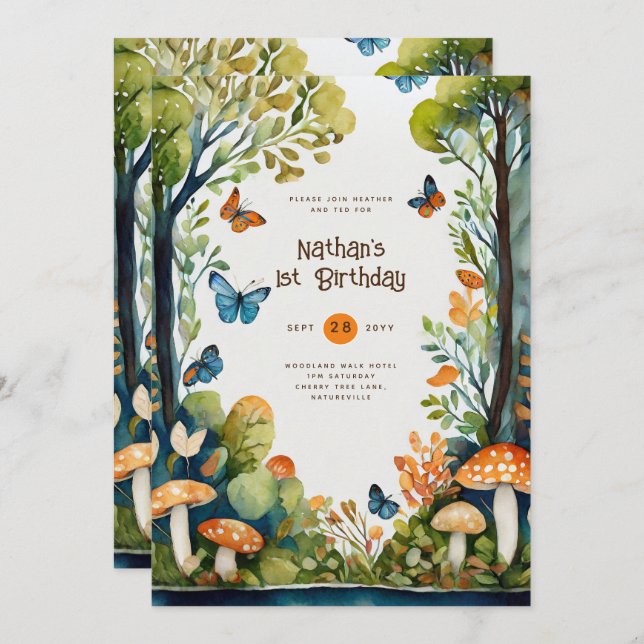 FAIRYCORE NATURE BABYSHOWER 1ST BIRTHDAY ANY EVENT INVITATION (Front/Back)