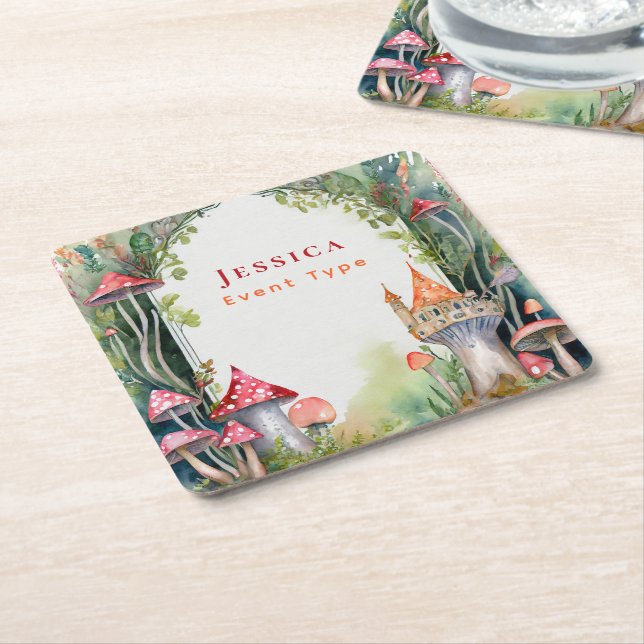 FAIRYCORE Princess Fairytale Castle Kingdom Custom Square Paper Coaster (Angled)