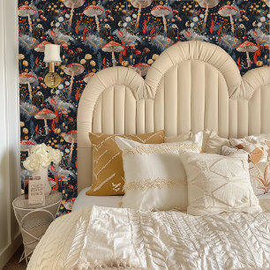 Fairycore Red Toadstools in a Grey Forest Wallpaper