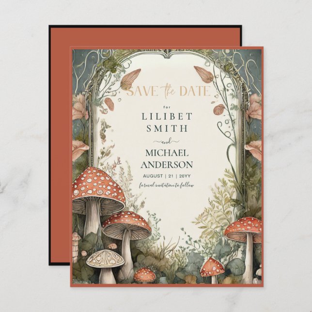 Fairycore Save the Date Goblincore Mushrooms (Front/Back)