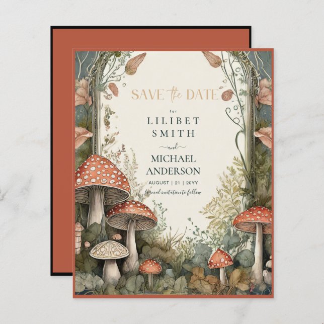 Fairycore Save the Date Goblincore Mushrooms (Front/Back)