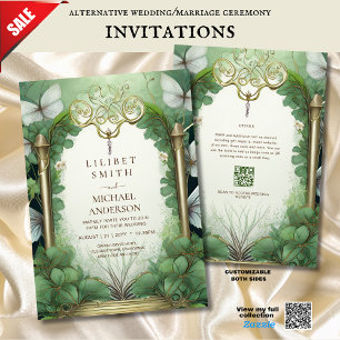 FAIRYCORE WEDDING INVITATION FAIRYTALE GREEN GOLD