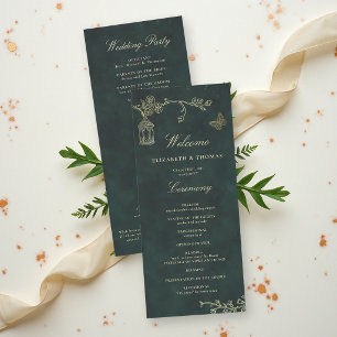 Fairycore Woodland Emerald Green Wedding Program