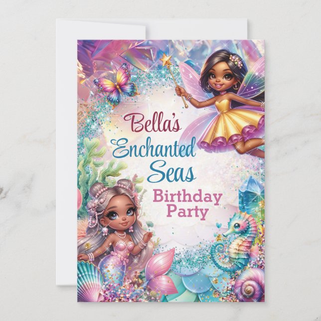 Fairyland Enchanted Seas Birthday Party Invitation (Front)