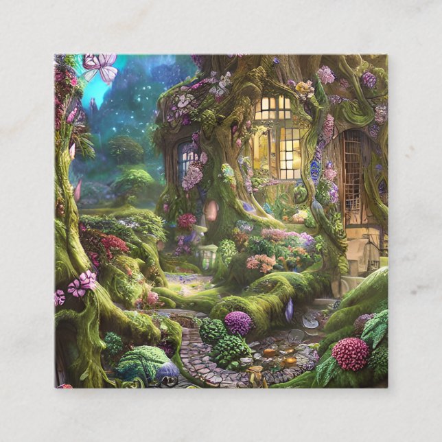 Fairyland Forest Graphic Square Business Card (Front)