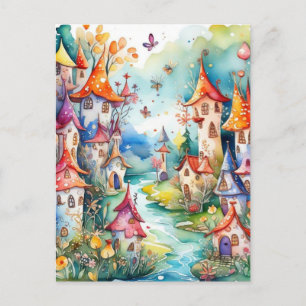 Fairyland magic castle  holiday postcard